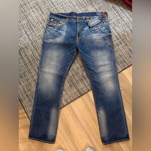 True Religion Men's Distressed Indigo Slim Jeans